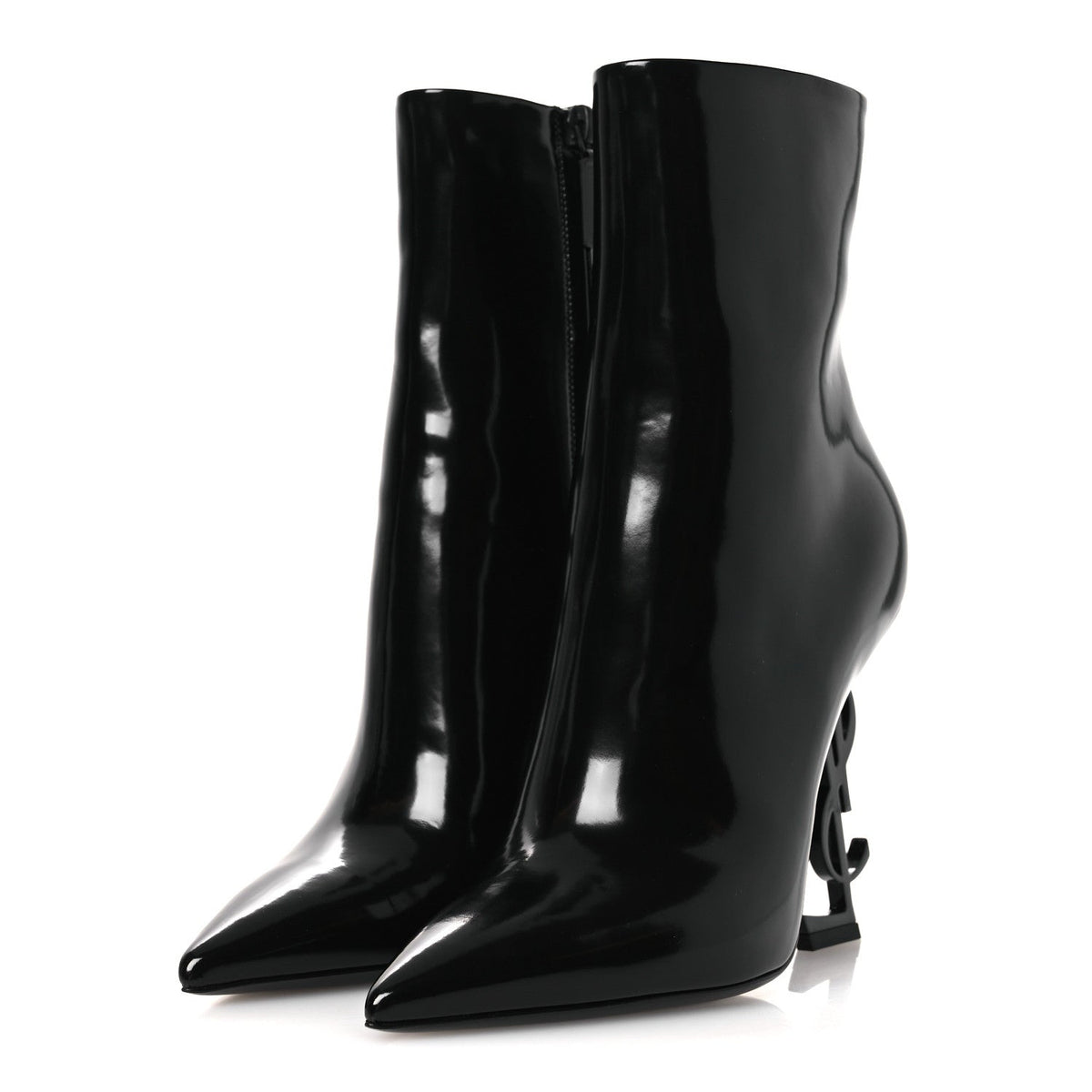 Glazed Calfskin Opyum Ankle Boots 37 Black