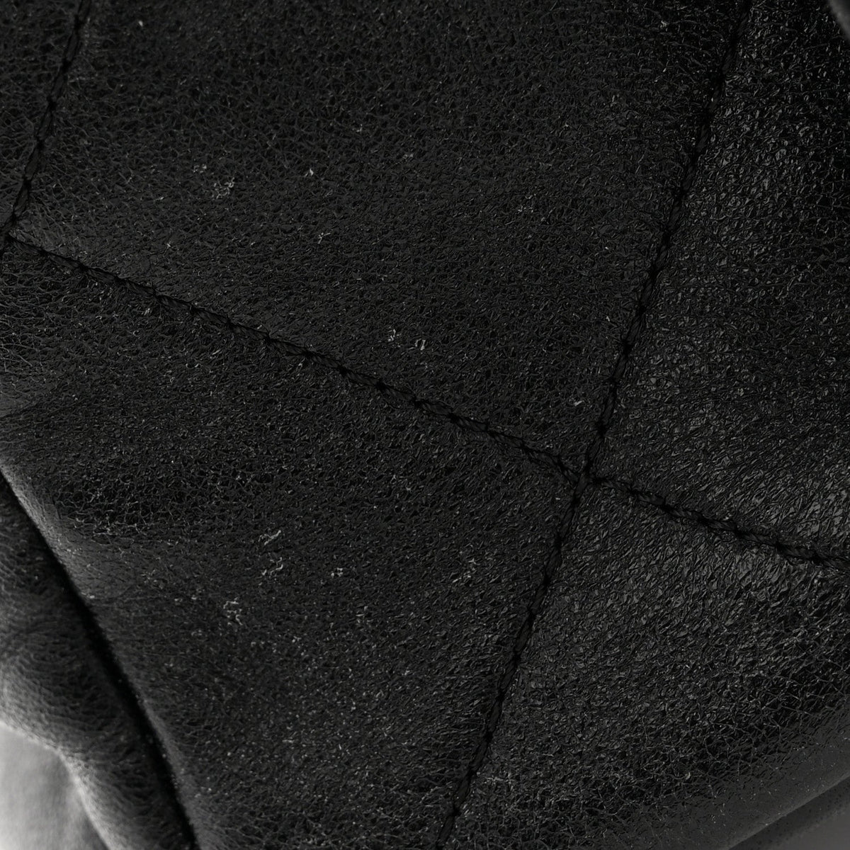 Lambskin Quilted Logo Mini Backpack Black