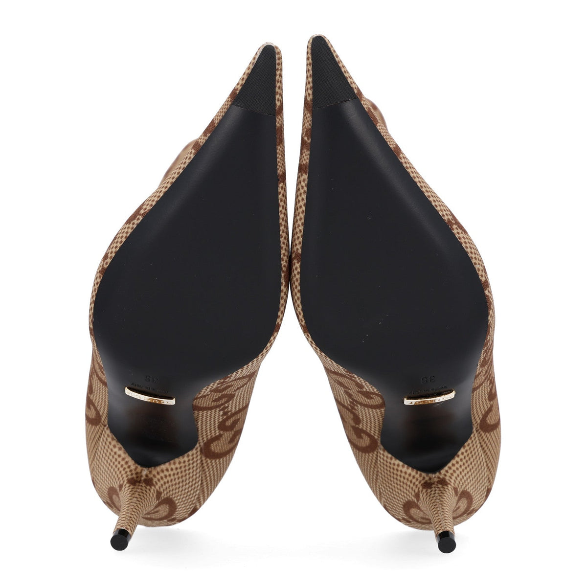 X GUCCI Jersey Maxi GG Monogram Crepe Knife Booties 36 Camel Ebony