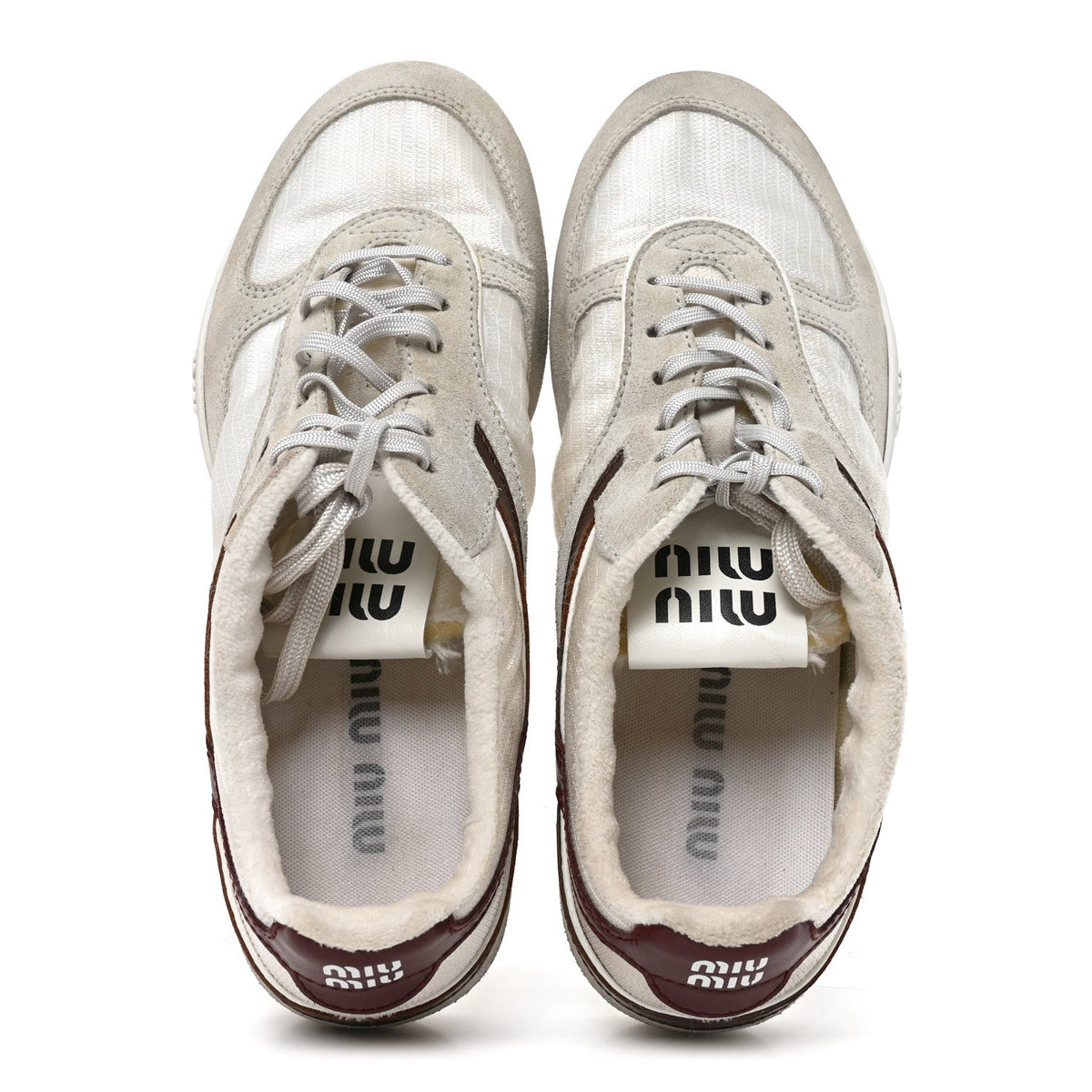 Technical Fabric Suede Gymnasium Sneakers 38 White Burgundy