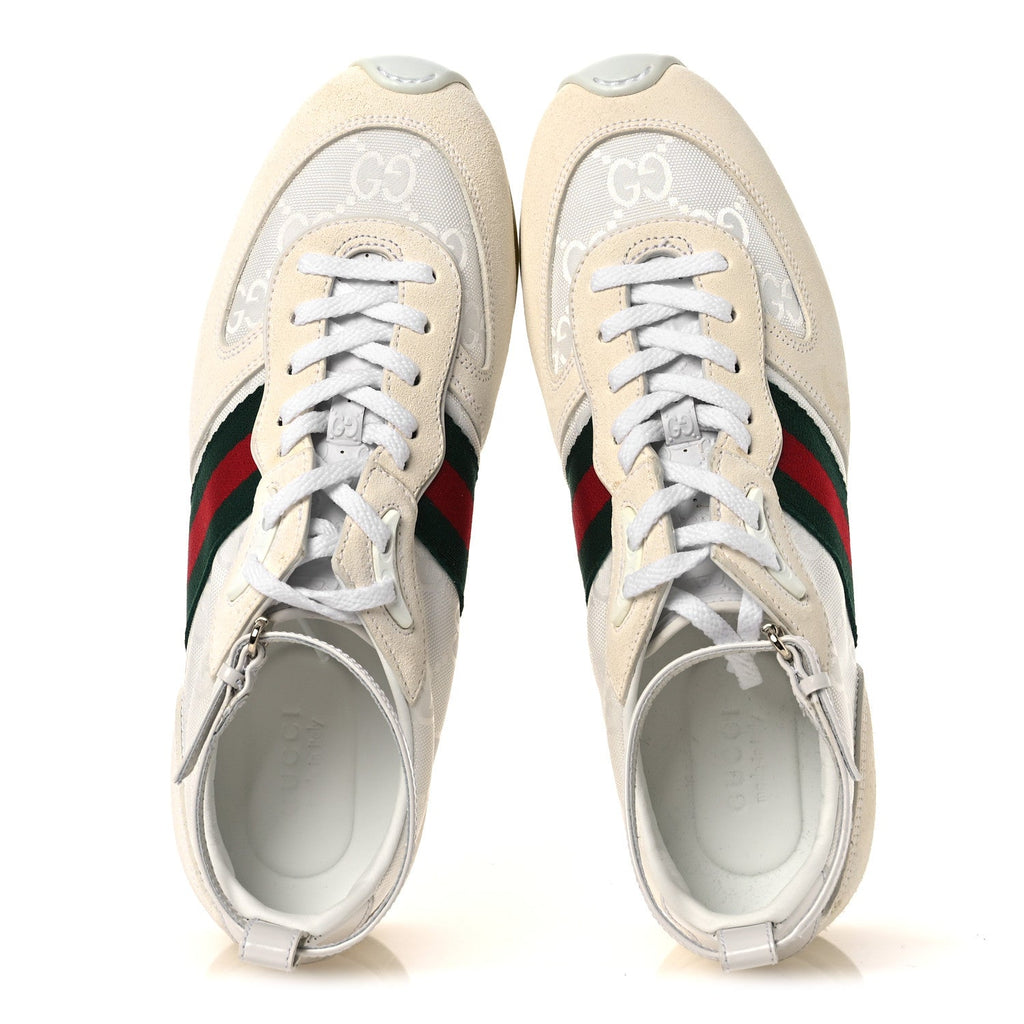GG Suede Monogram Web Re-Motion Sneakers 37 White
