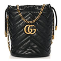 Calfskin Matelasse Mini GG Marmont 2.0 Bucket Bag Black