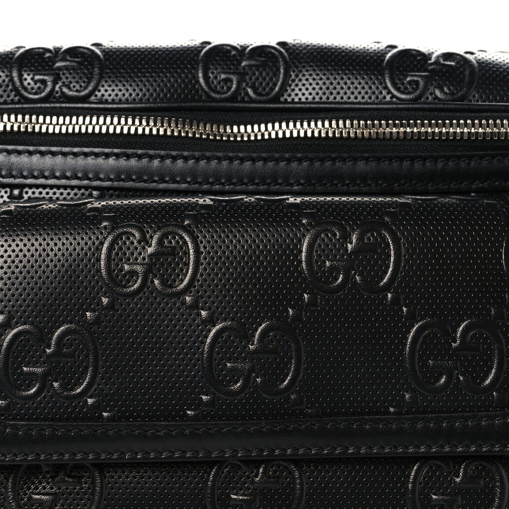 Calfskin GG Tennis Embossed Pocket Belt Bag Black
