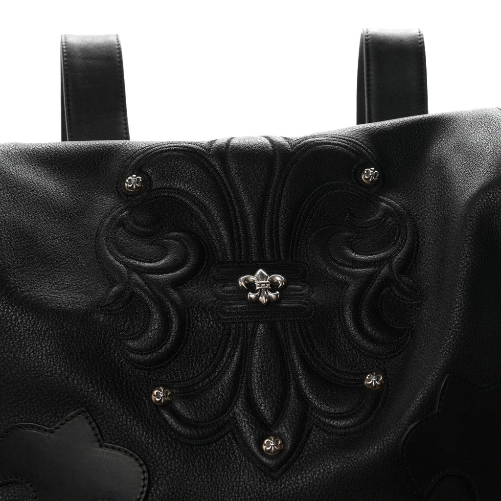 Calfskin Cross Patch Feurknee Backpack  Black