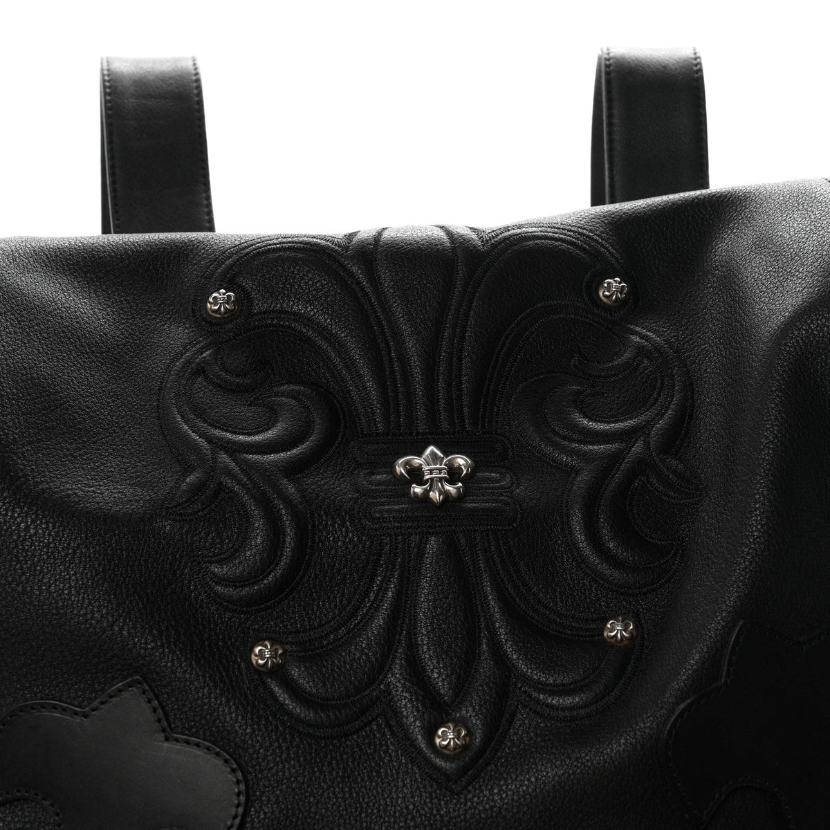 Calfskin Cross Patch Feurknee Backpack  Black