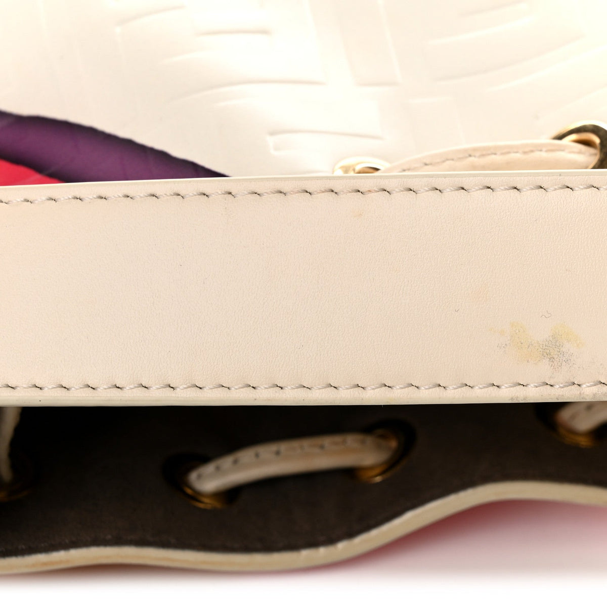 Vitello King F is Fendi FF Embossed Striped Mini Mon Tresor Bucket Bag Light Rose Multicolor White Ice