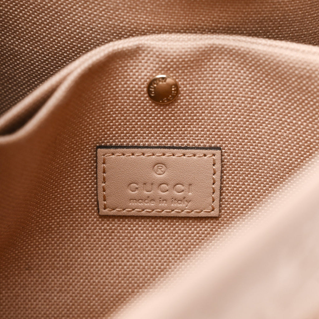 GG Calfskin Embossed Emblem Small Bucket Bag Taupe