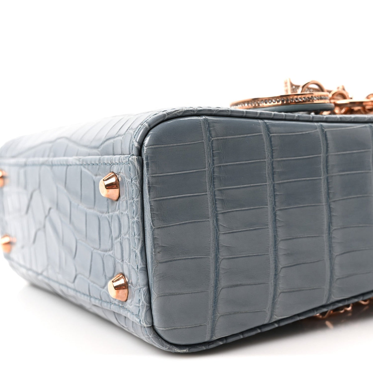 Alligator Crystal Mini Lady Dior Blue