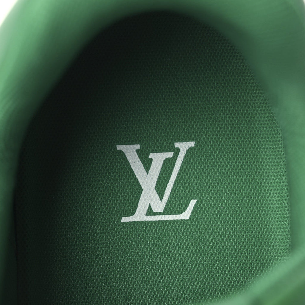 Damier Pop Grained Calfskin Mens LV Trainer Sneakers 9.5 Green