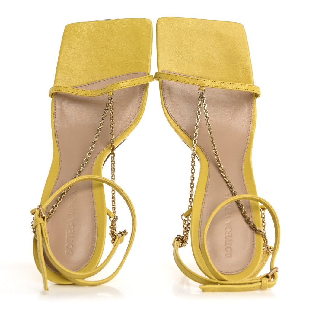 Lambskin Stretch Chain Strap 90mm Sandals 41 Buttercup