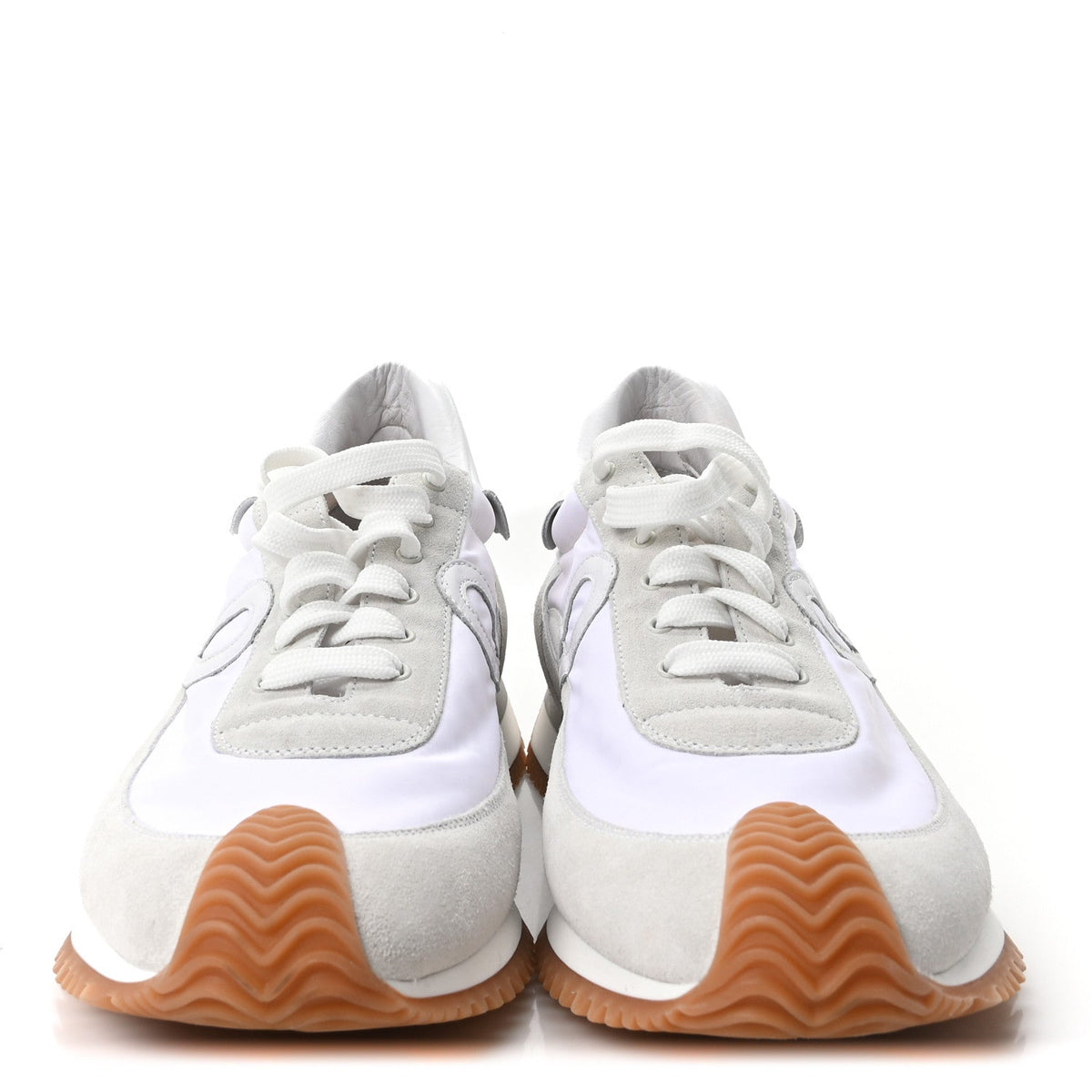 Nylon Suede Mens Flow Retro Runner Sneakers 45 White
