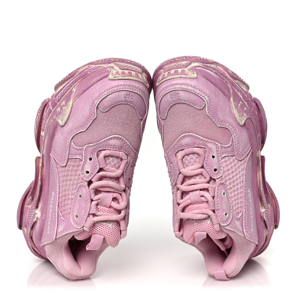 Fabric Mesh Distressed Womens Triple S Sneakers 36 Pink