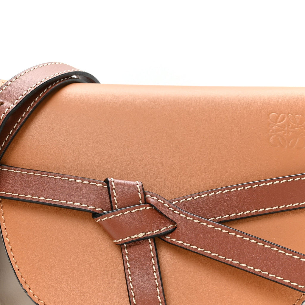 Calfskin Mini Gate Dual Bag Amber Light Grey Rust