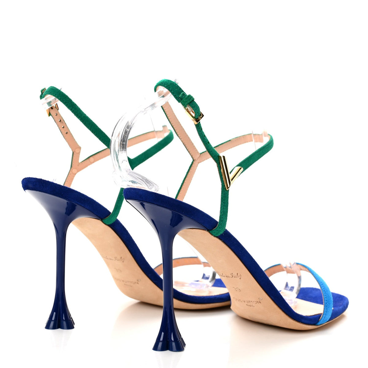 Suede Goatskin Blossom Sandals 39 Blue