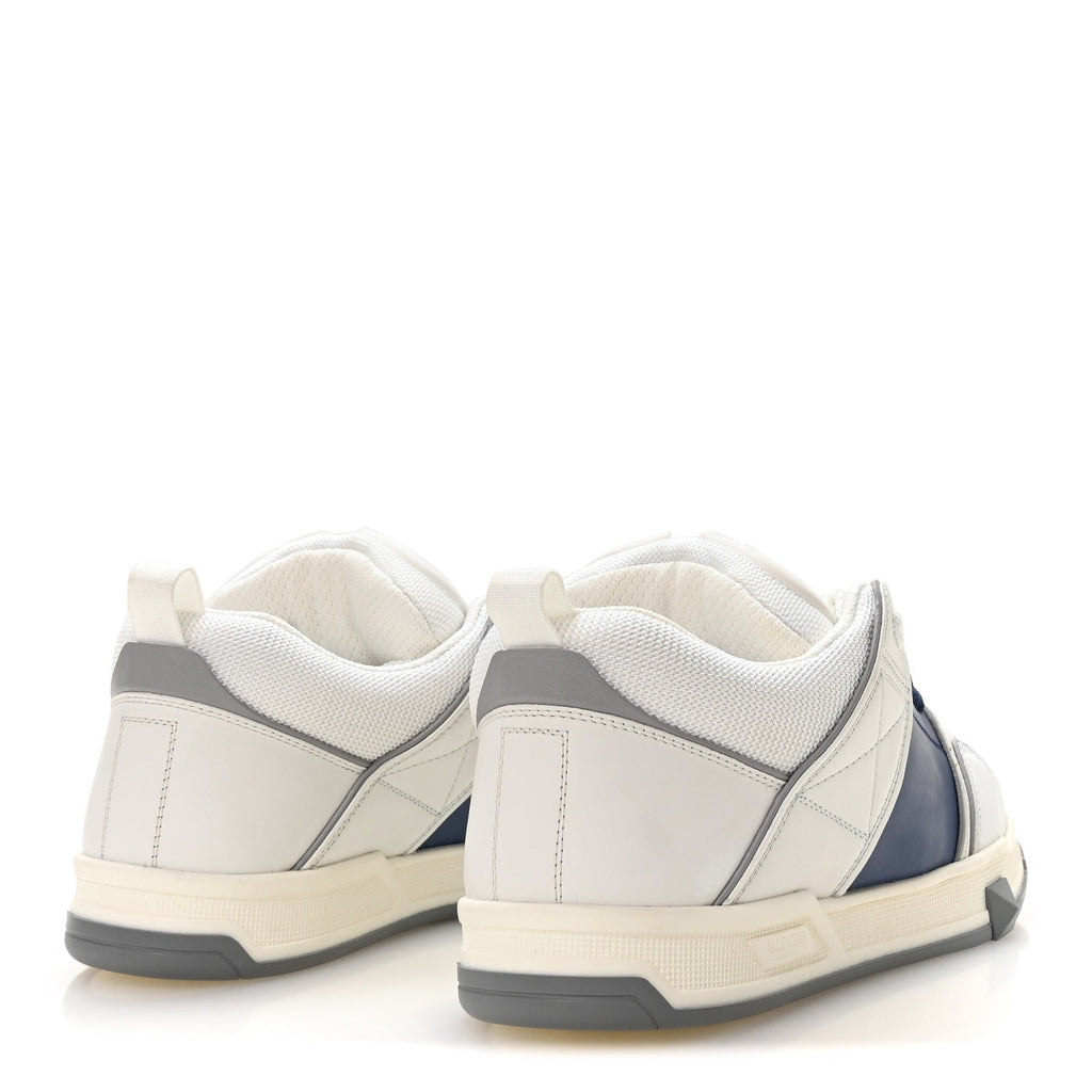 Calfskin Mens Open Skate Sneakers 40 White Blue