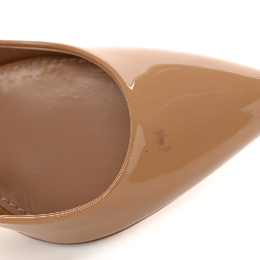 Patent Calfskin Eyeline Pumps 38 Nude