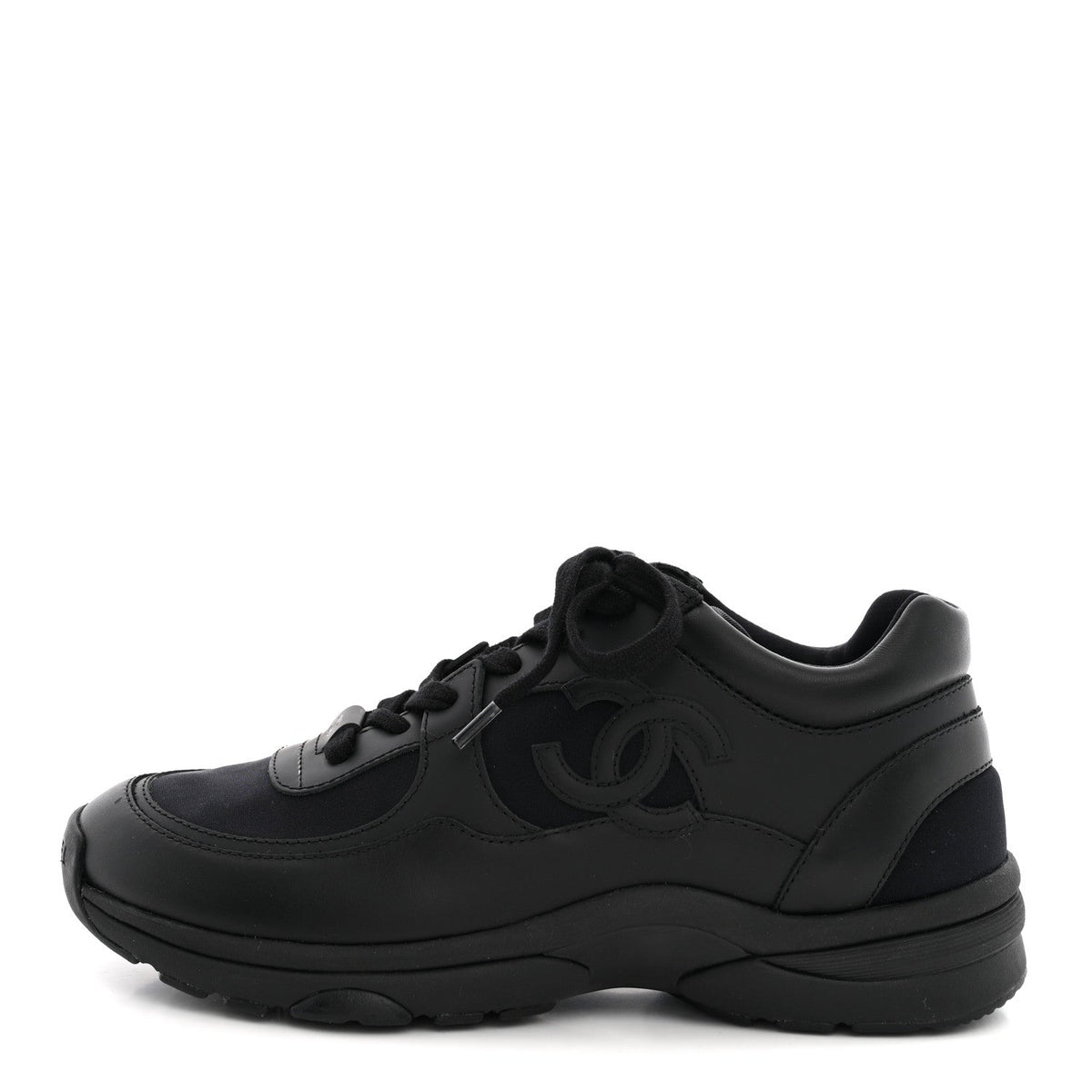Lambskin Fabric CC Sneakers 37.5 Black