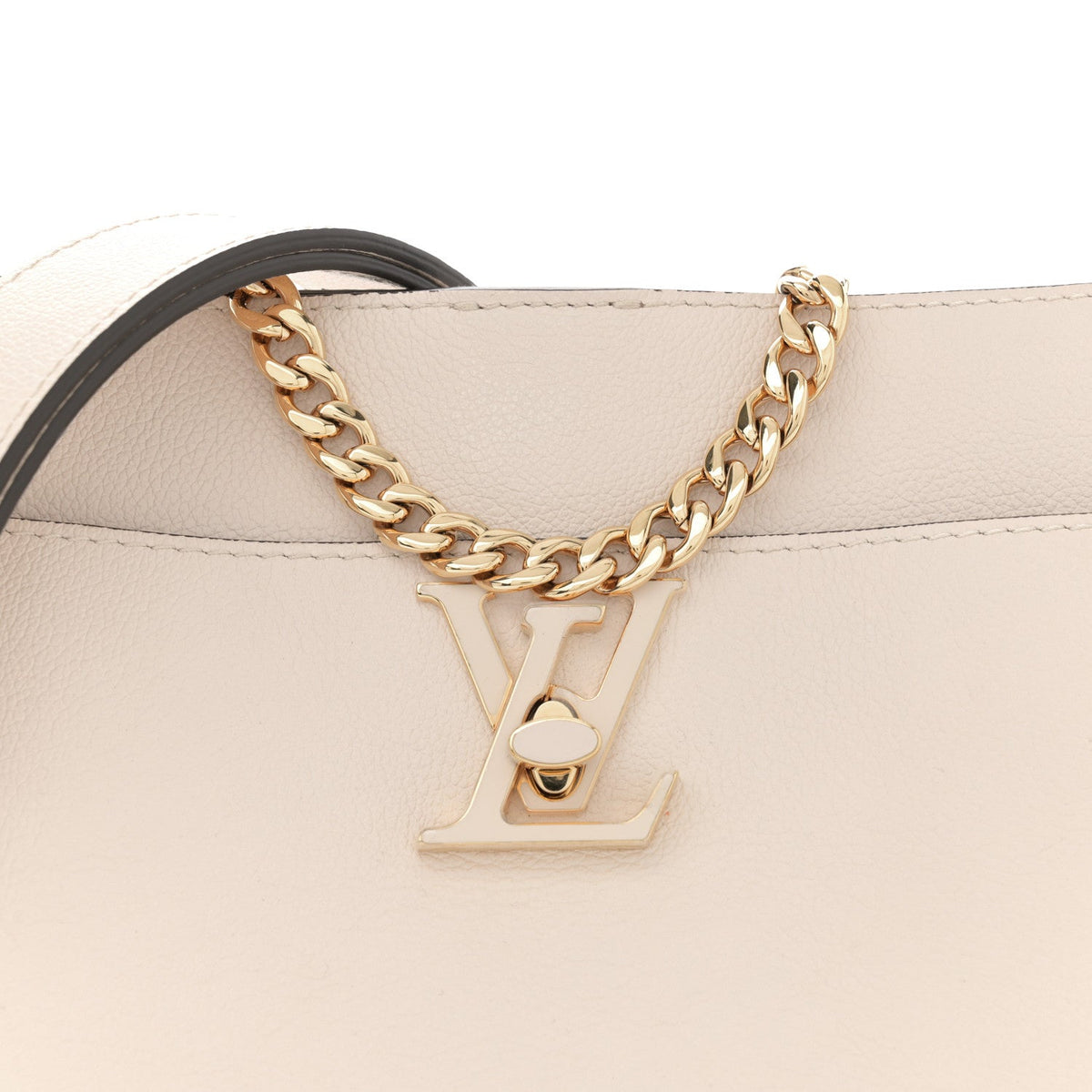 Grained Calfskin Lock and Walk Bucket Quartz