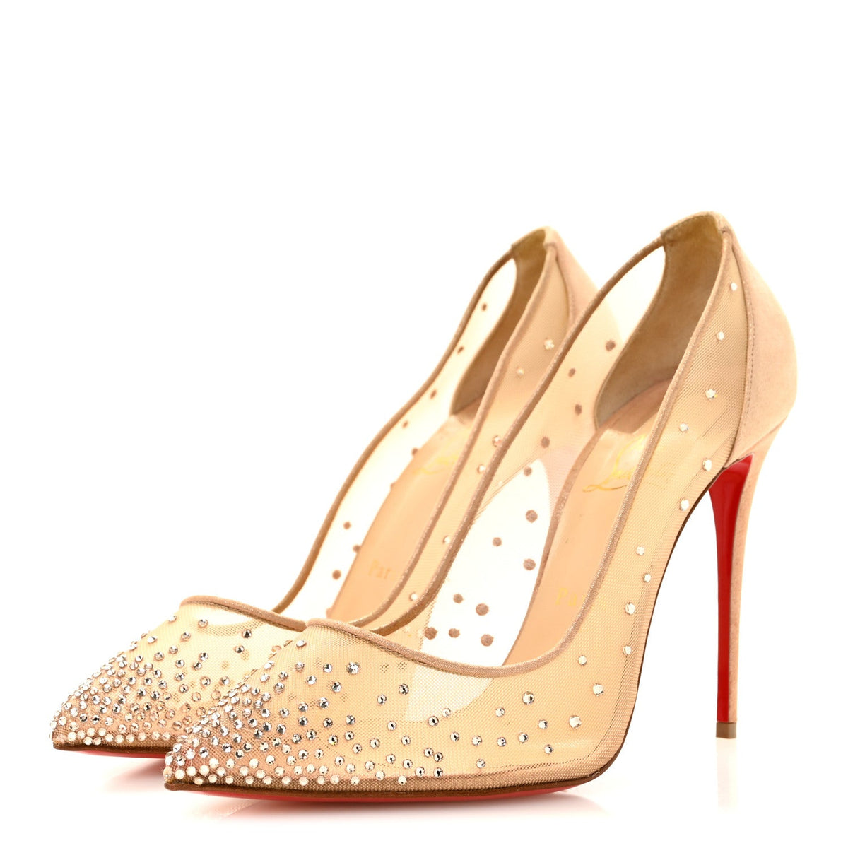 Suede Lame Crystal Strass Follies 100 Pumps 40 Light Silk