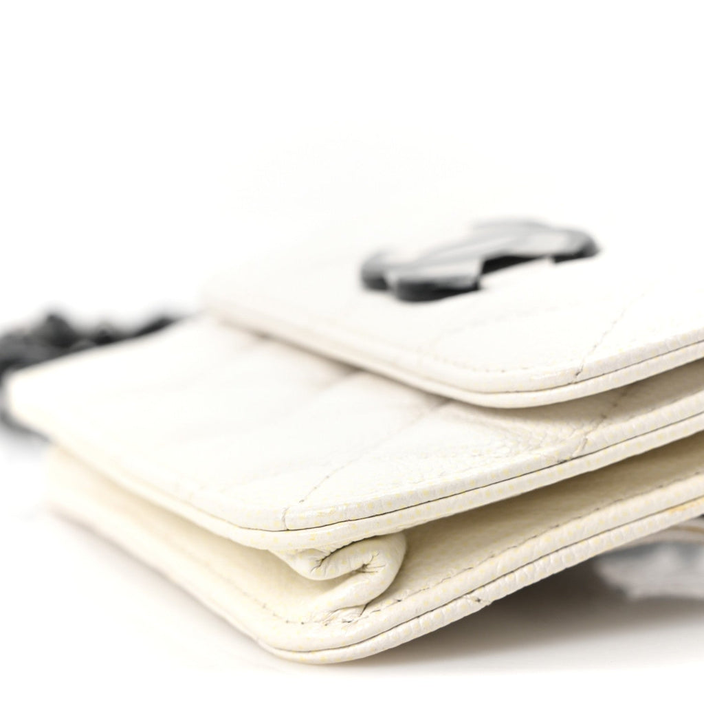 Caviar Quilted My Everything Belt Flap Card Holder White