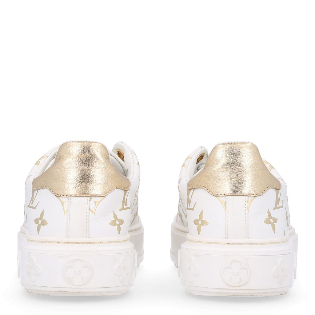 Calfskin Monogram Debossed Time Out Sneakers 37 Gold