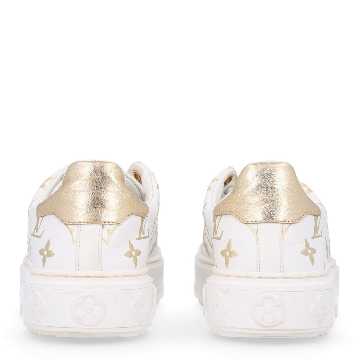 Calfskin Monogram Debossed Time Out Sneakers 37 Gold