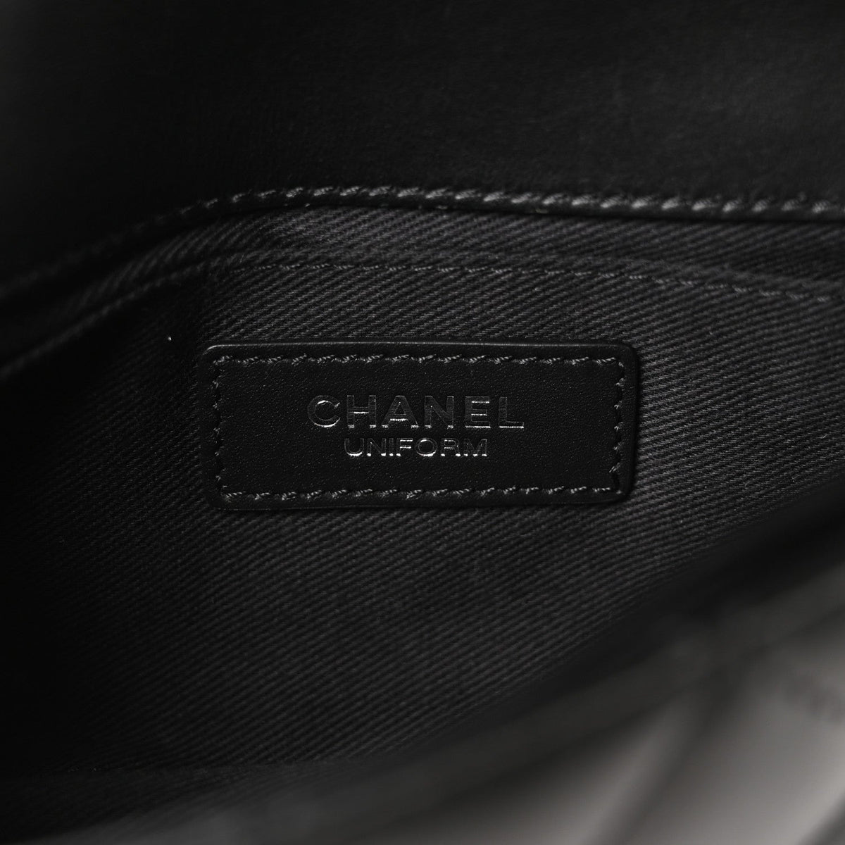 Calfskin Quilted CC Uniform Flap Belt Bag Black
