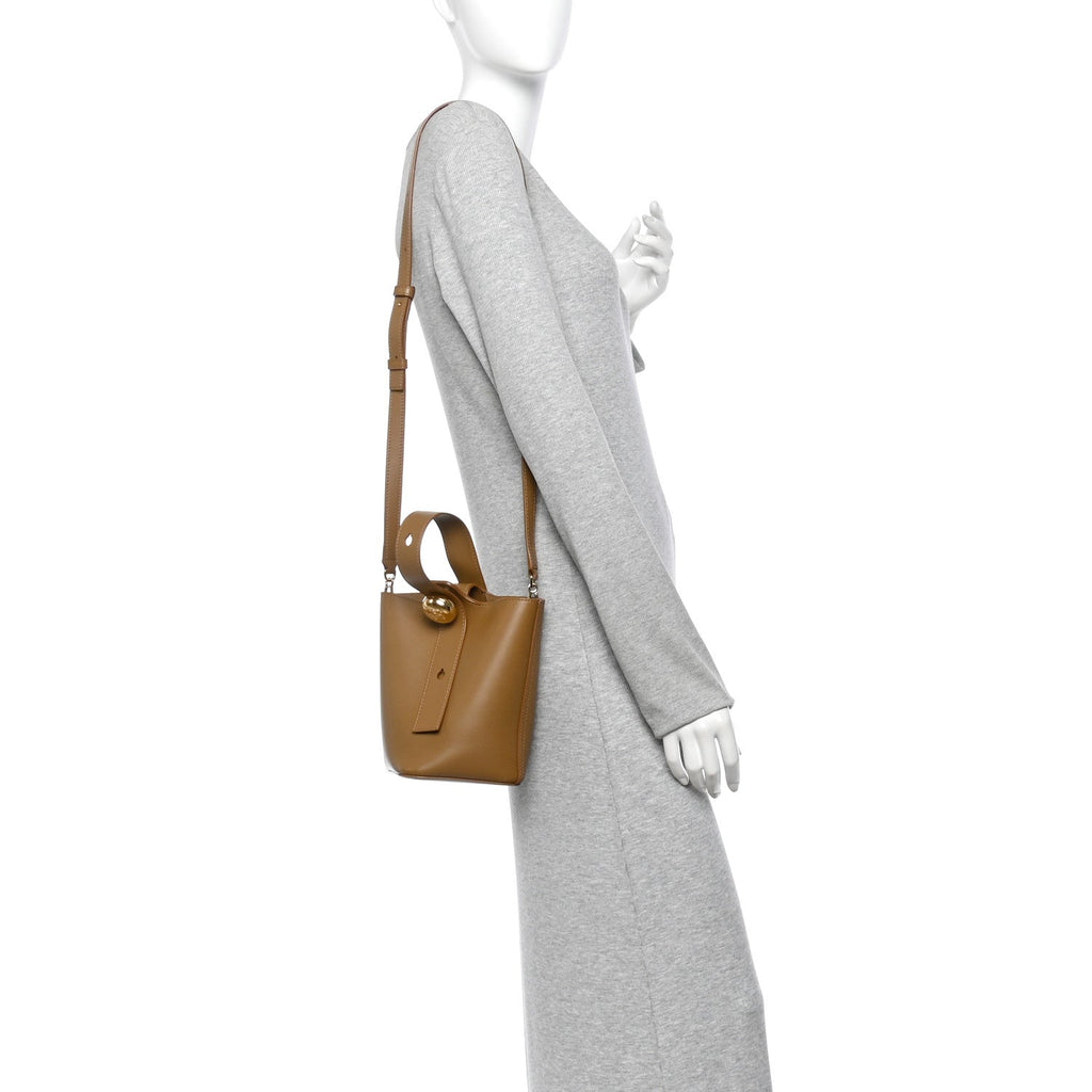 Soft Grained Calfskin Mini Pebble Bucket Bag Oak