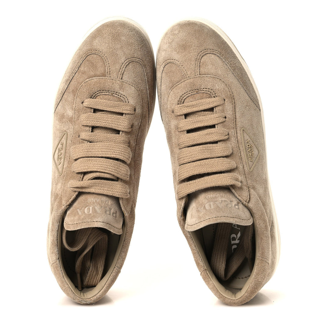 Suede Triangle Womens Low Top Sneakers 38.5 Beige