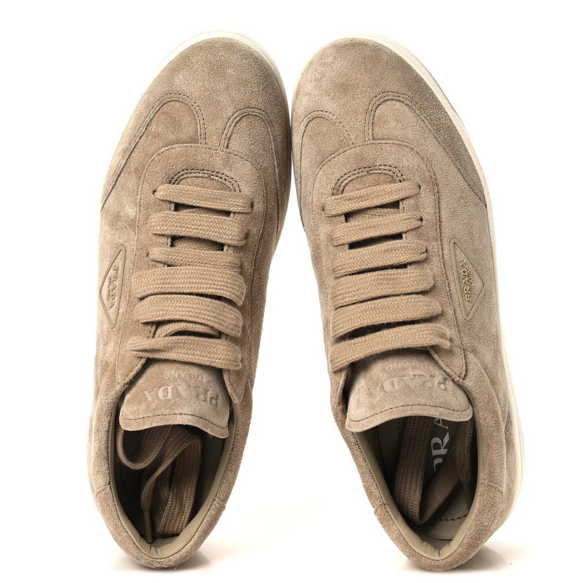 Suede Triangle Womens Low Top Sneakers 38.5 Beige