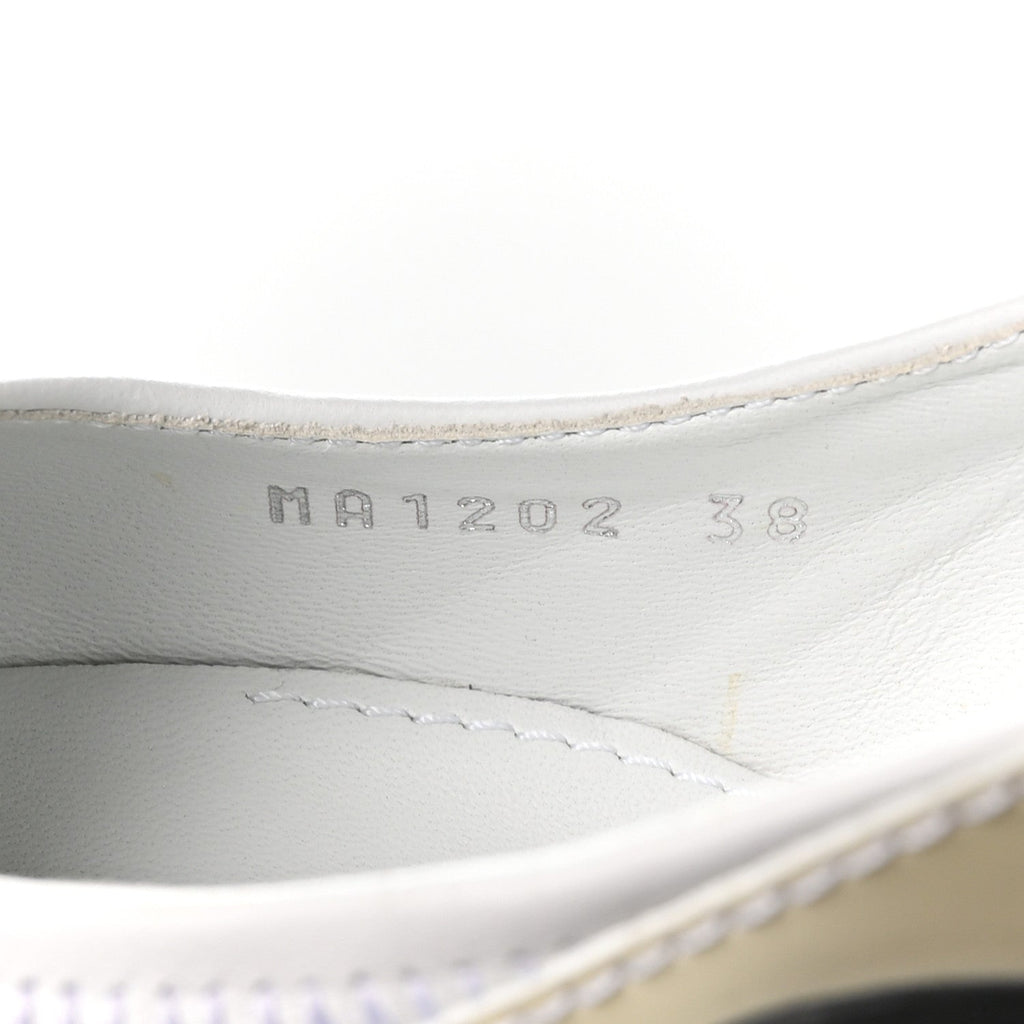 Lambskin Patent Calfskin Archlight Slingback Pumps 38 White Black