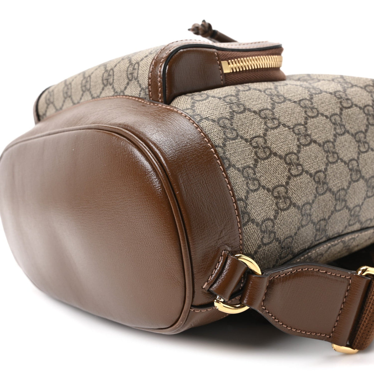 GG Supreme Monogram Azalea Calfskin Retro Interlocking G Buckle Backpack Beige Ebony Brown Sugar
