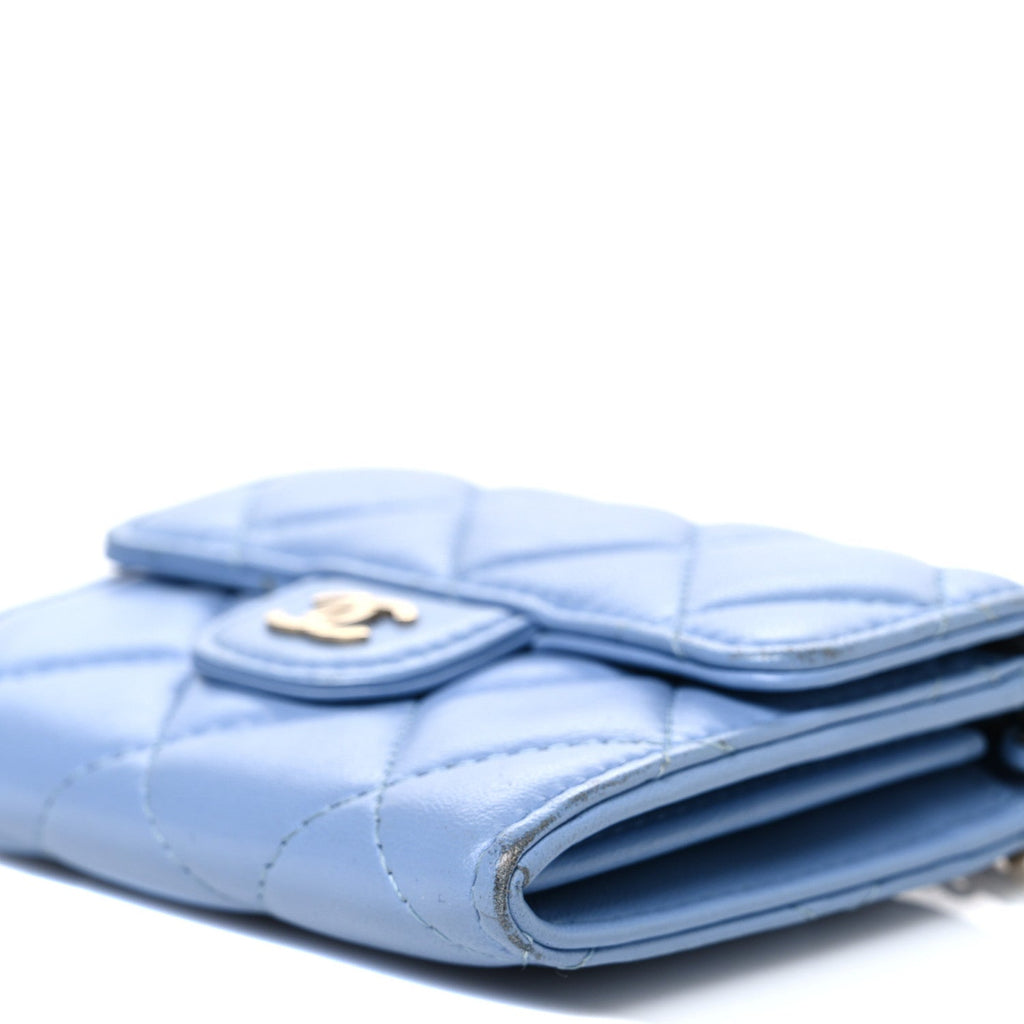 Lambskin Quilted Mini Chain Belt Bag Blue