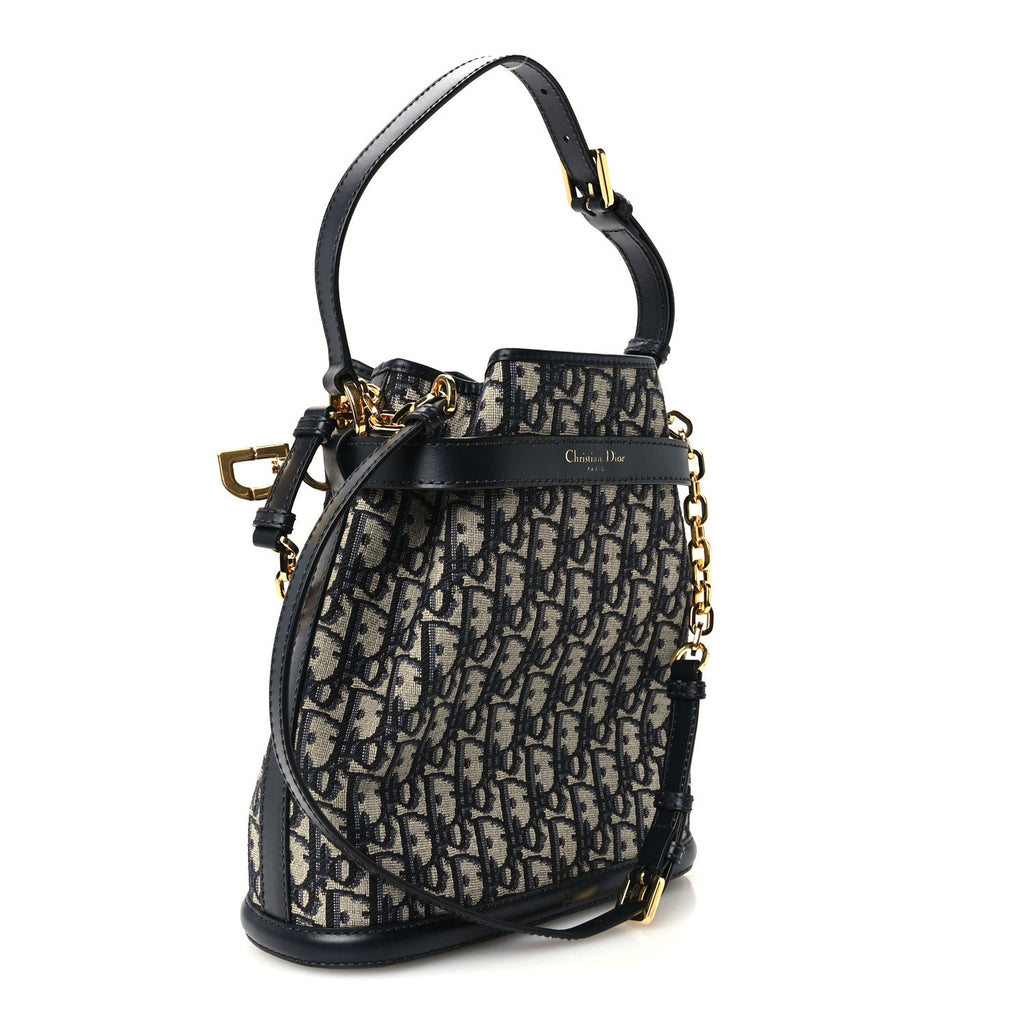 Oblique Calfskin Medium C'est Dior Bucket Bag Blue