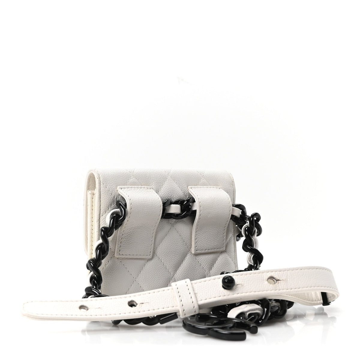 Caviar Quilted My Everything Belt Flap Card Holder White