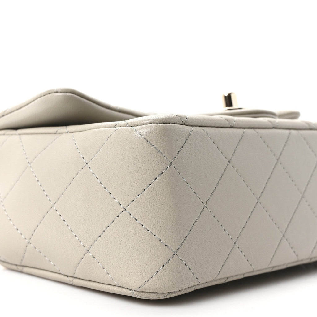 Lambskin Quilted Mini Rectangular Flap Grey