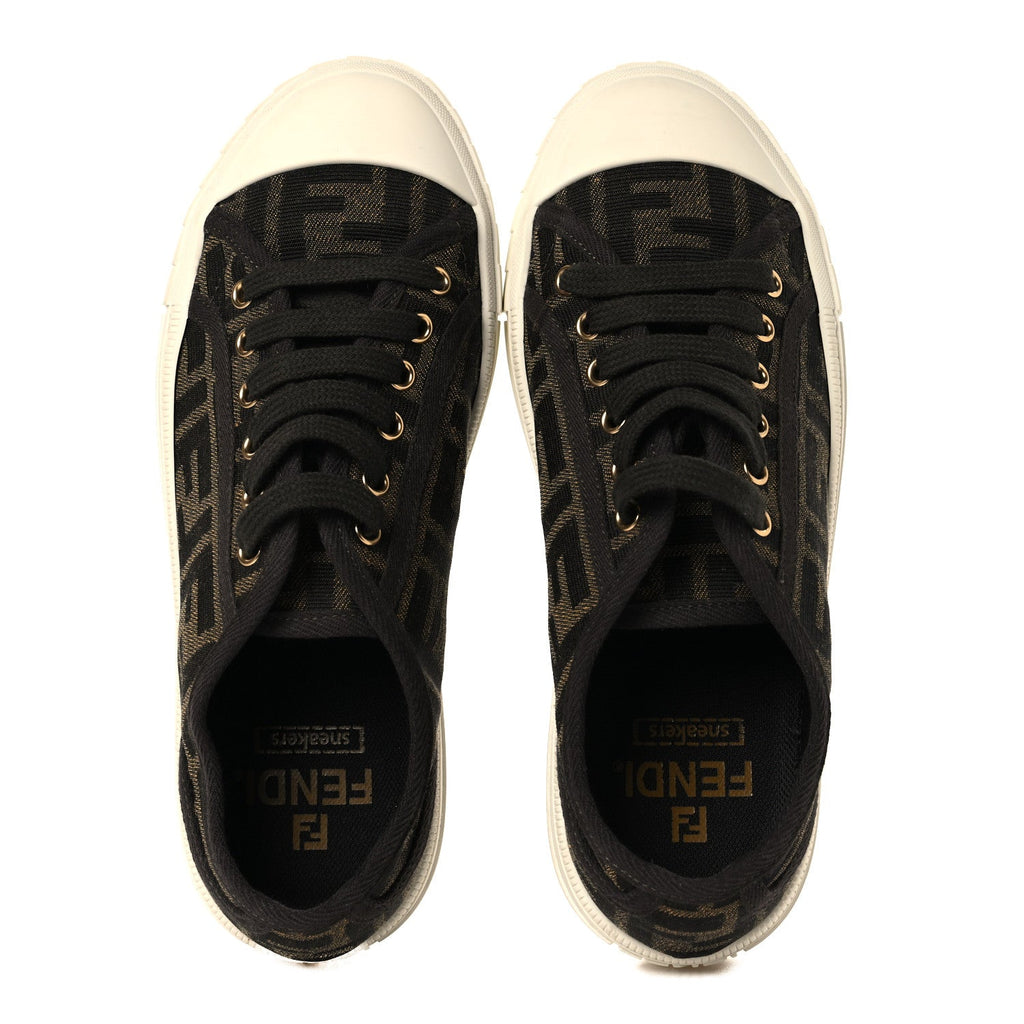 Fabric Jacquard FF Womens Domino Low Top Sneakers 36 Tobacco