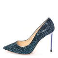 Coarse Glitter Degrade Pointy Toe Romy 100 Pumps 37.5 Peacock Navy