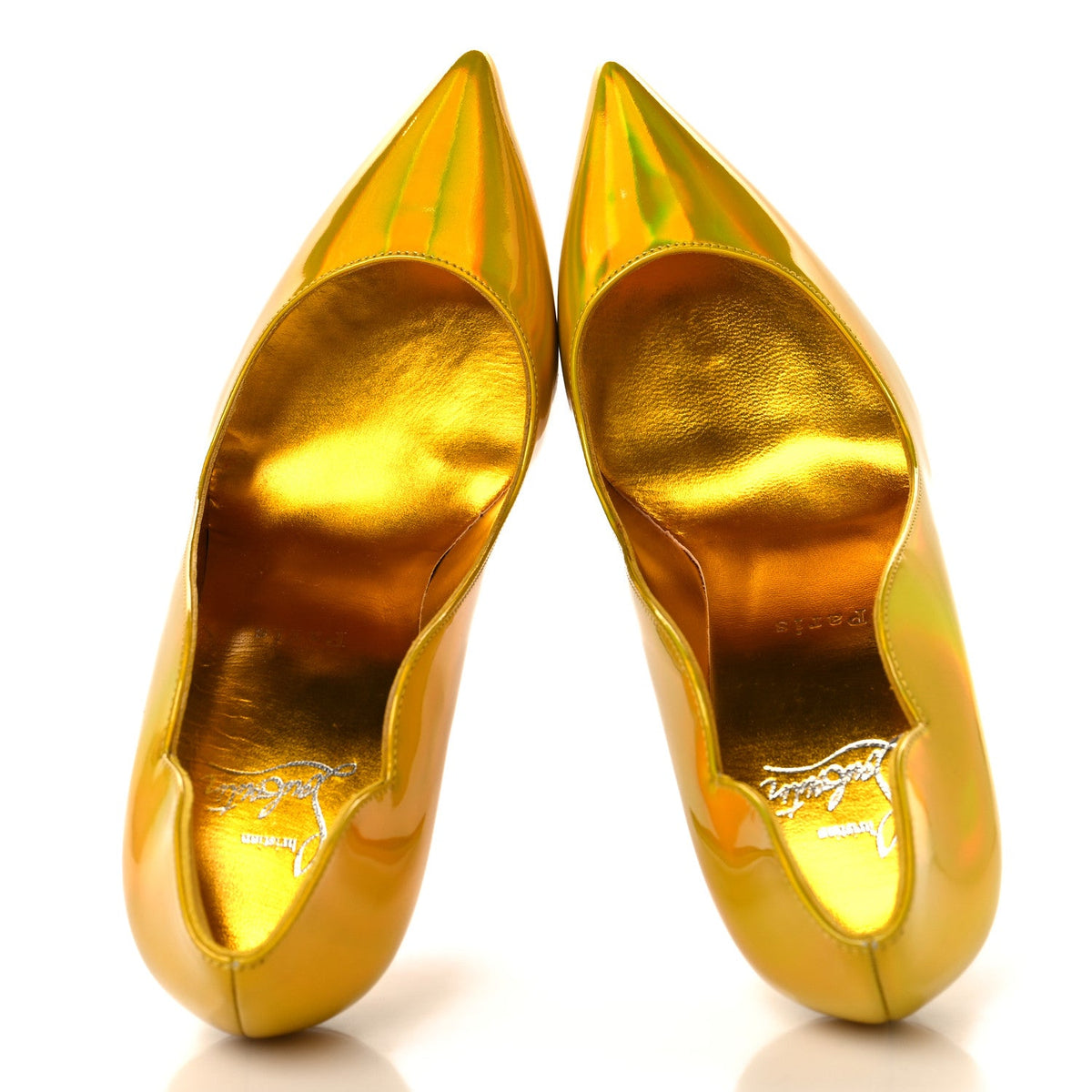 Metallic Patent Hot Chick 100 Pumps 38 Yellow