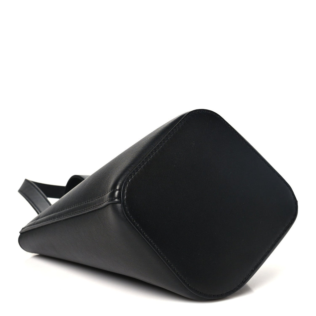 Soft Grained Calfskin Mini Pebble Bucket Bag Black
