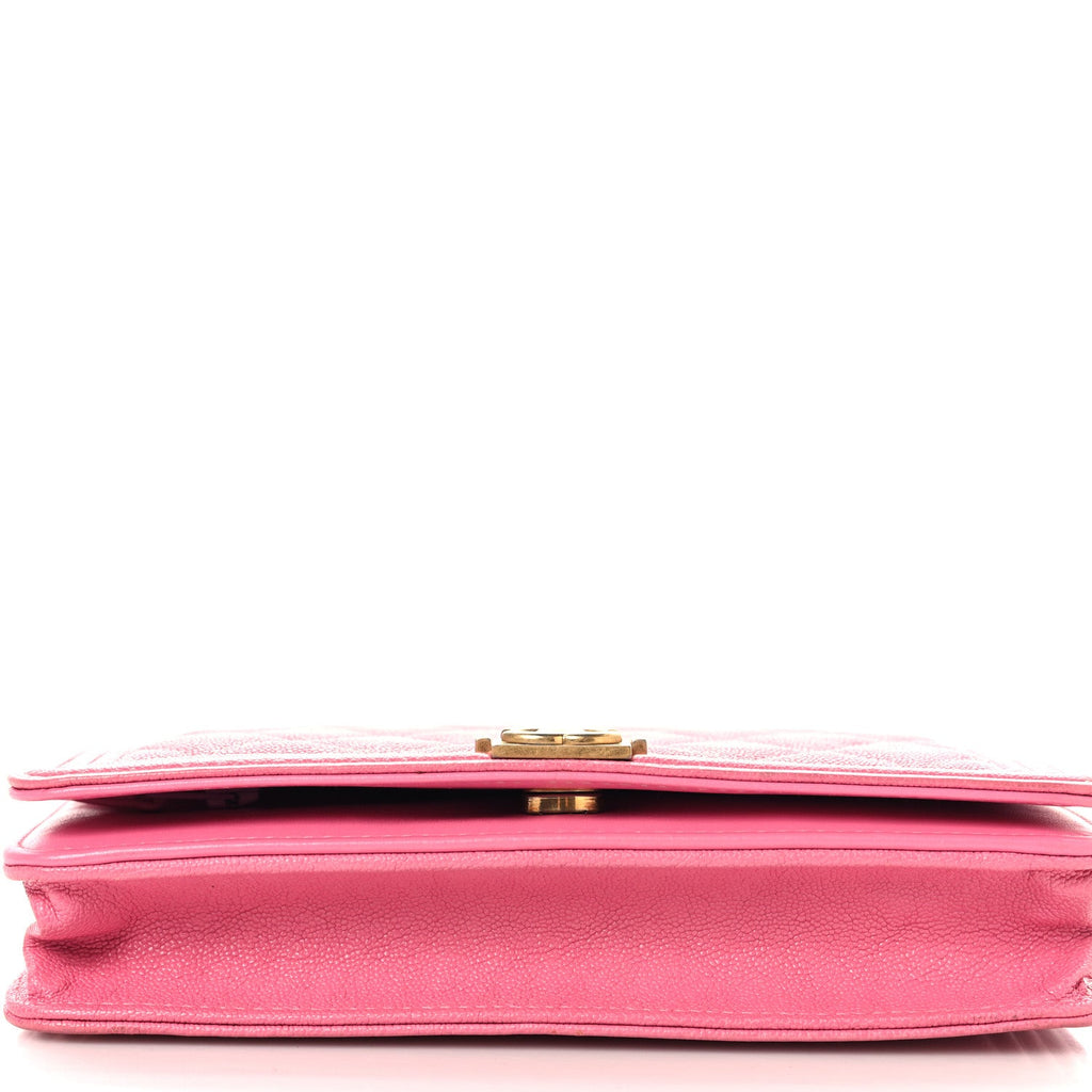Caviar Quilted Boy Wallet On Chain WOC Pink