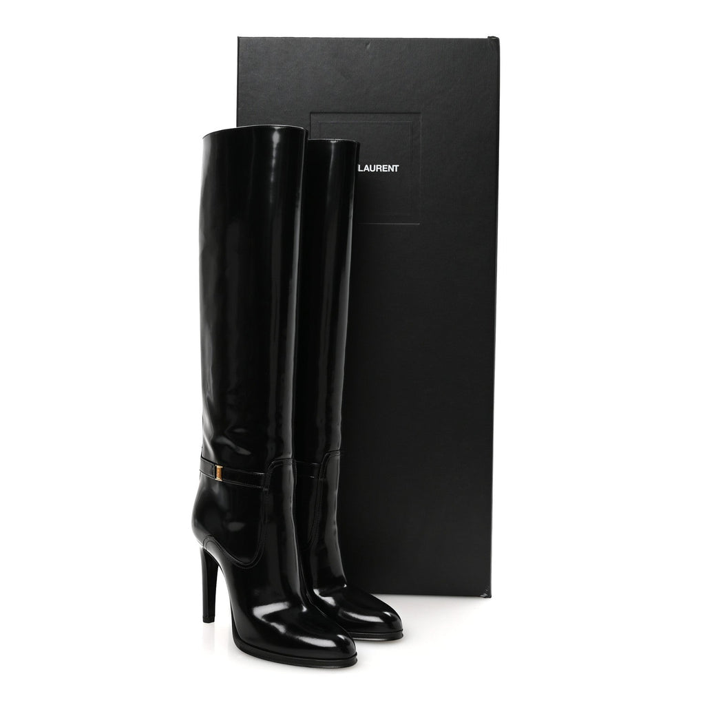 Patent Calfskin Linda 100 Boots 37.5 Black