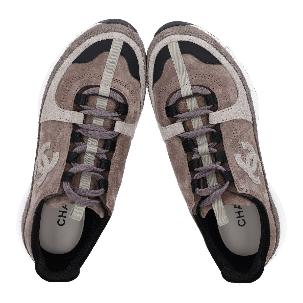 Calfskin Suede CC Sneakers 37 Brown Black
