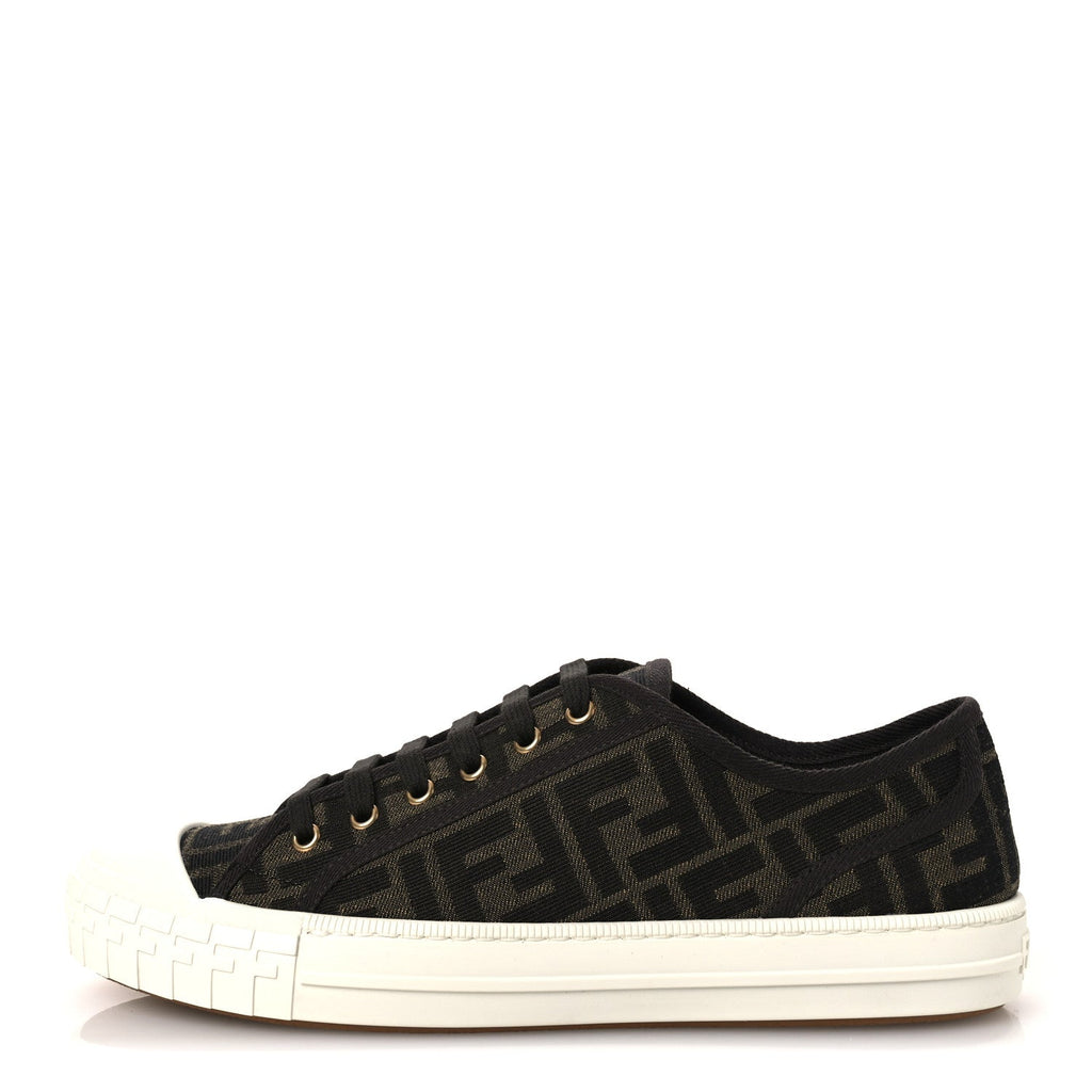 Fabric Jacquard Rubber FF Mens Domino Sneakers 42 Tabacco Black