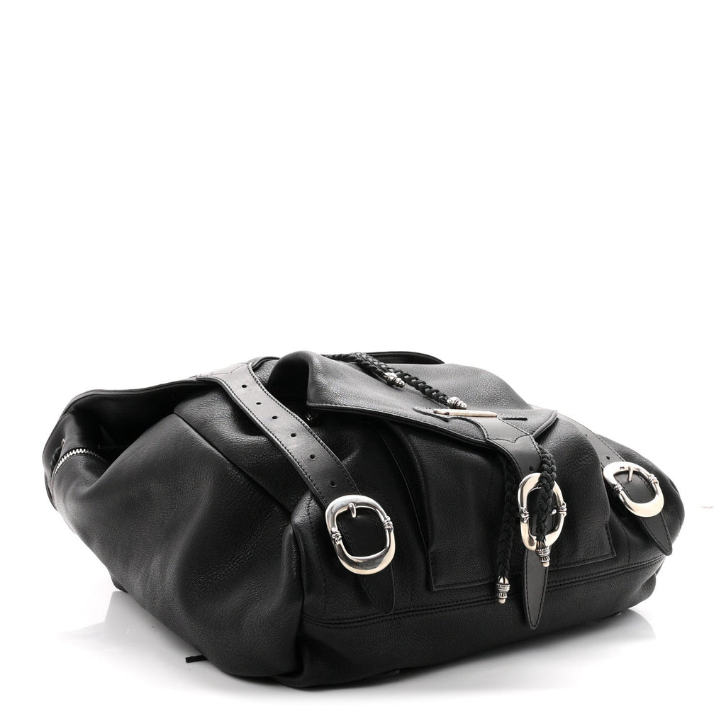 Calfskin Cross Patch Feurknee Backpack  Black