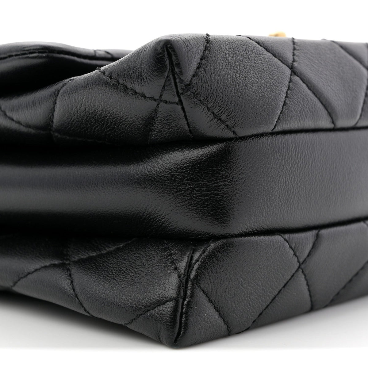 Calfskin Quilted Mini Chain Strap Flap Black