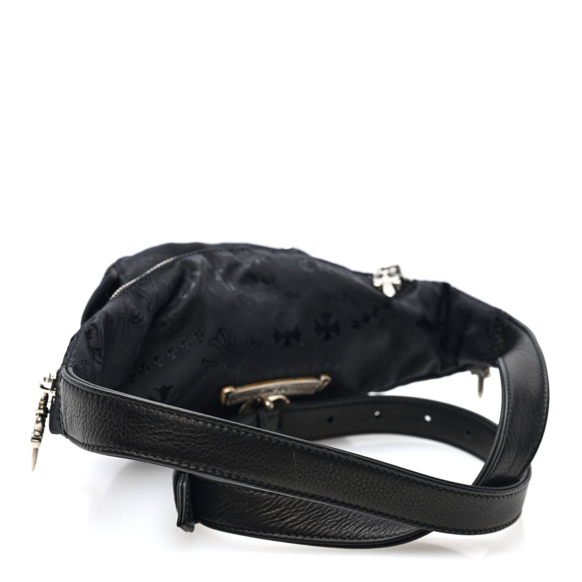 Grained Calfskin Nylon Stencil Mini Snat Pack Gunslinger Waist Bag Black