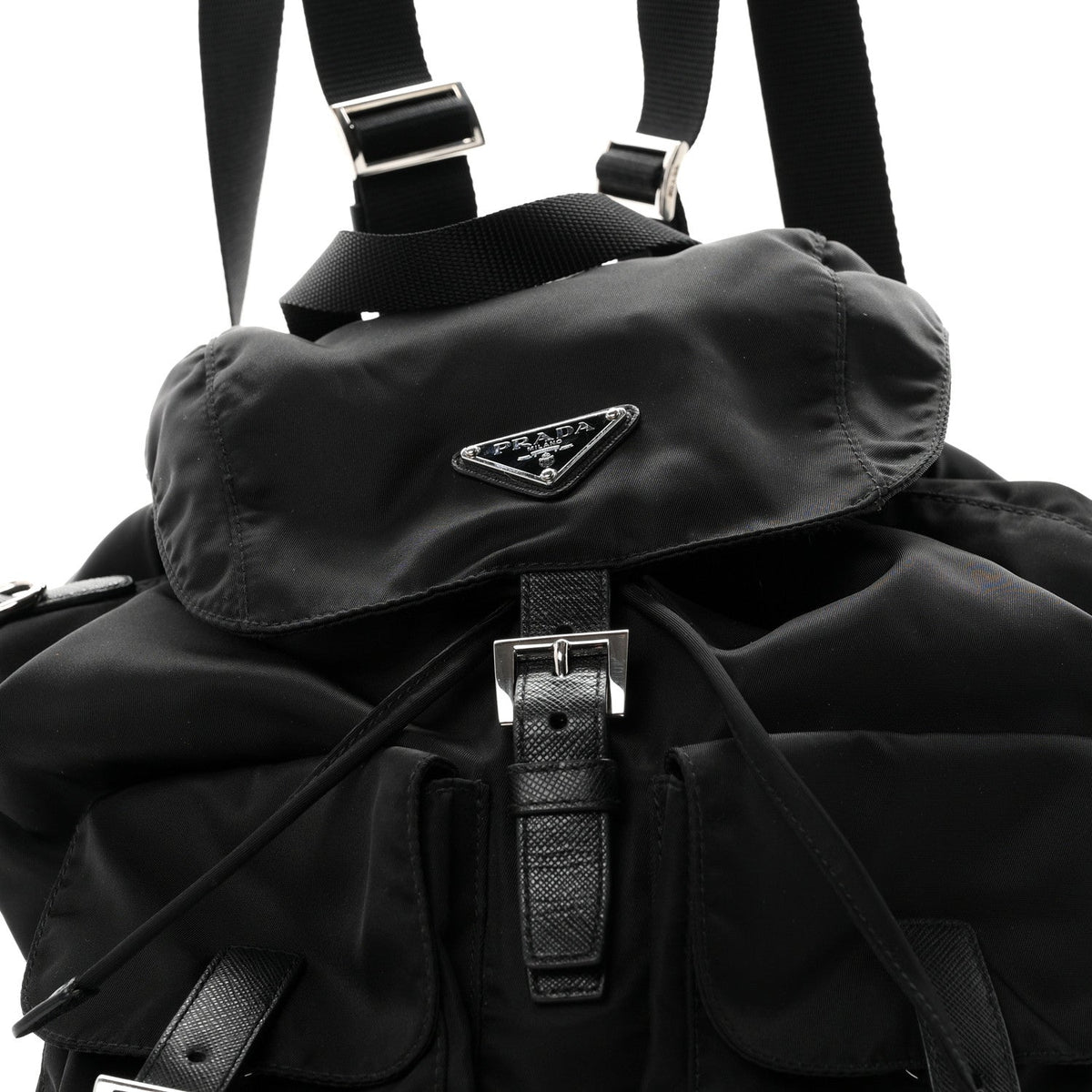 Re-Nylon Saffiano Medium Backpack Black