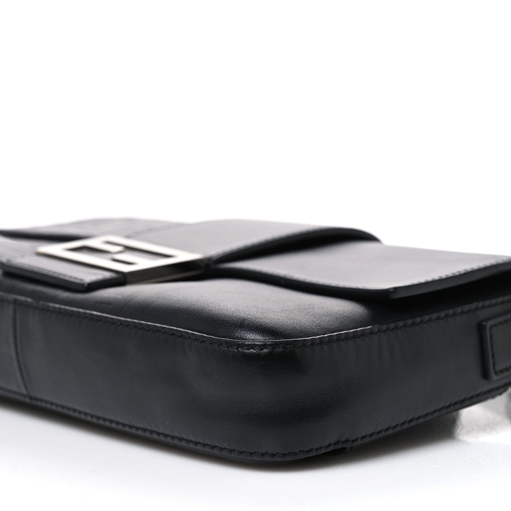 Vitello Grace FF Gradient Embossed Belt Baguette Bag Black