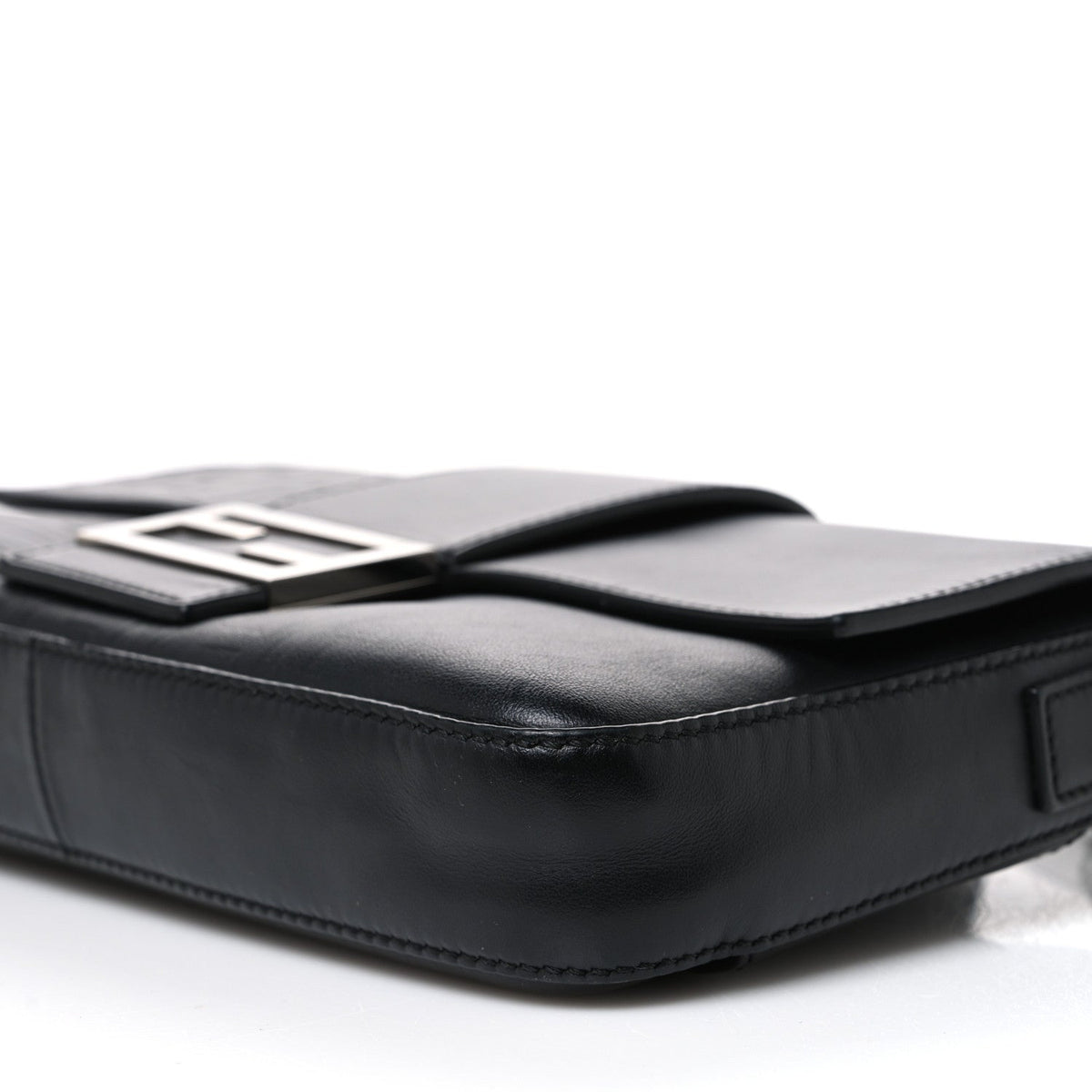 Vitello Grace FF Gradient Embossed Belt Baguette Bag Black